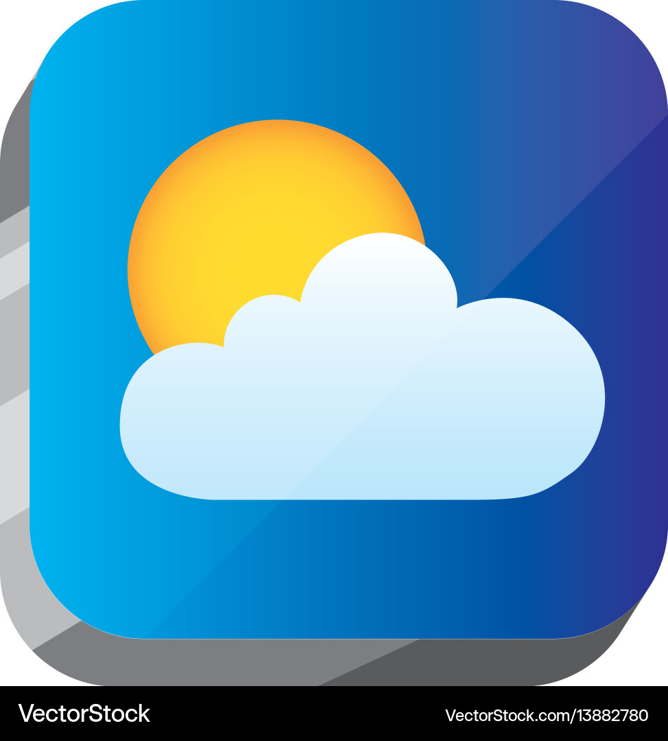 3d button with sun and cloud design vector image
