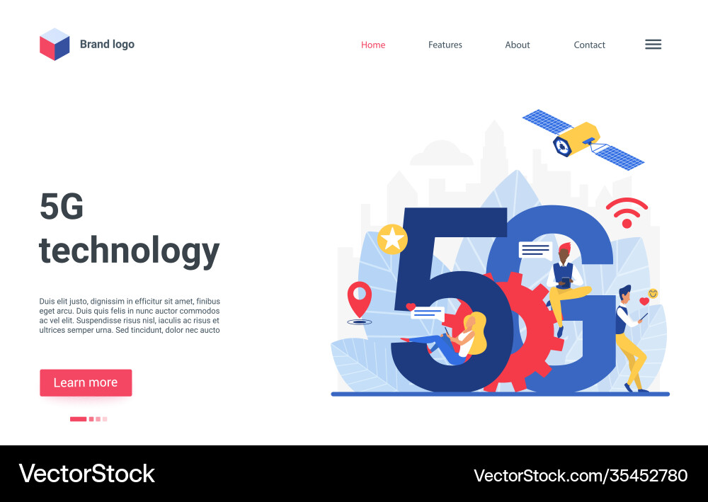 5g network modern landing page with networking vector image