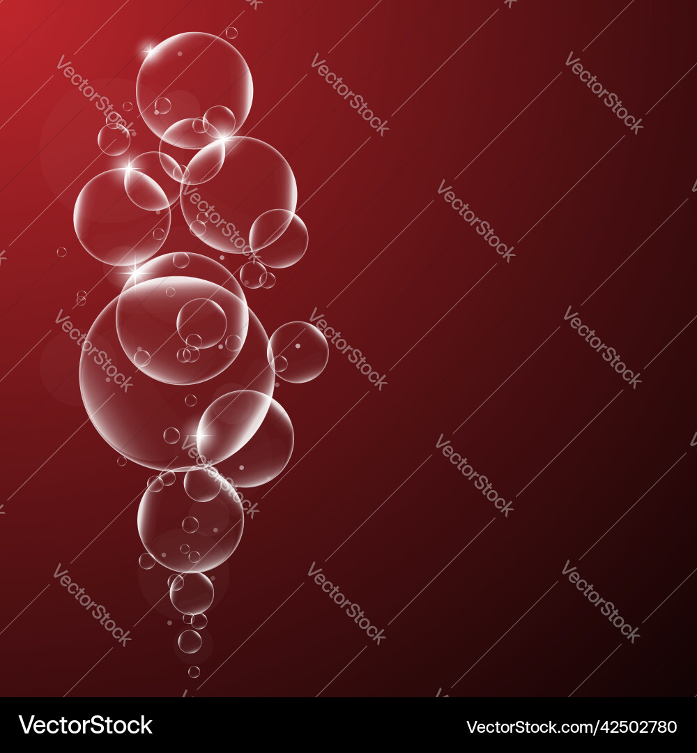 Abstract background with soap bubbles on dark red Vector Image