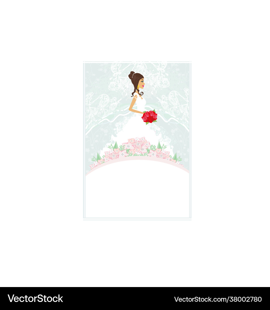 Beautiful bride with flowers - decorative card Beautiful bride with flowers - decorative card vector image