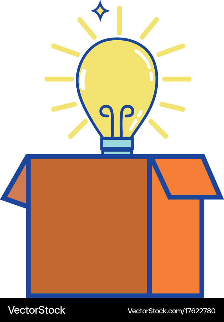 Box package open with bulb idea Vector Image