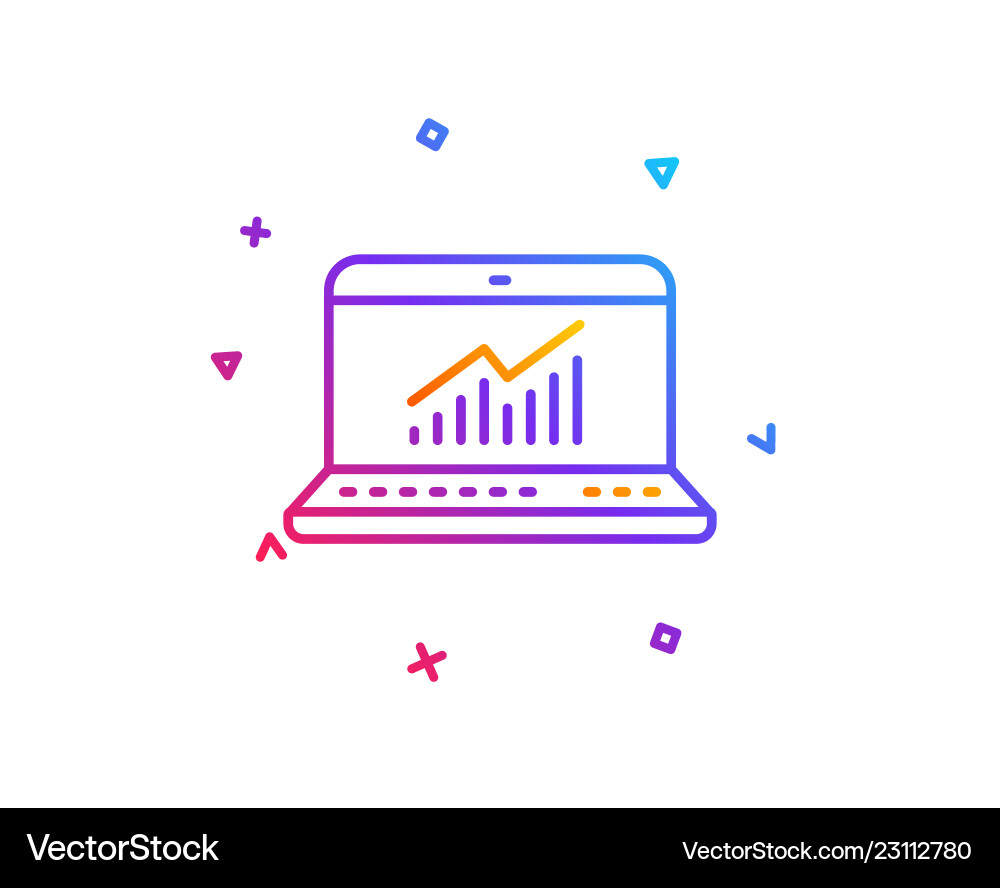 Data analysis and statistics line icon computer vector image