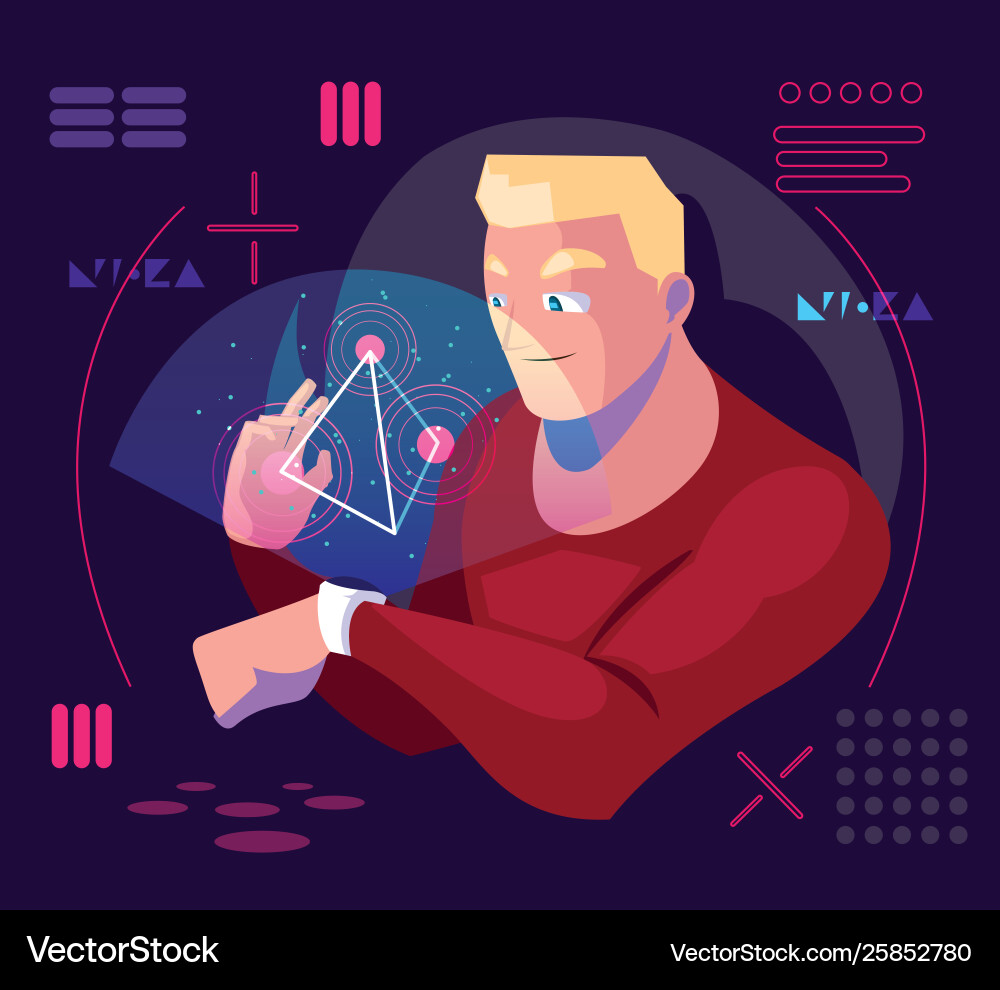 Design man using technology augmented Vector Image
