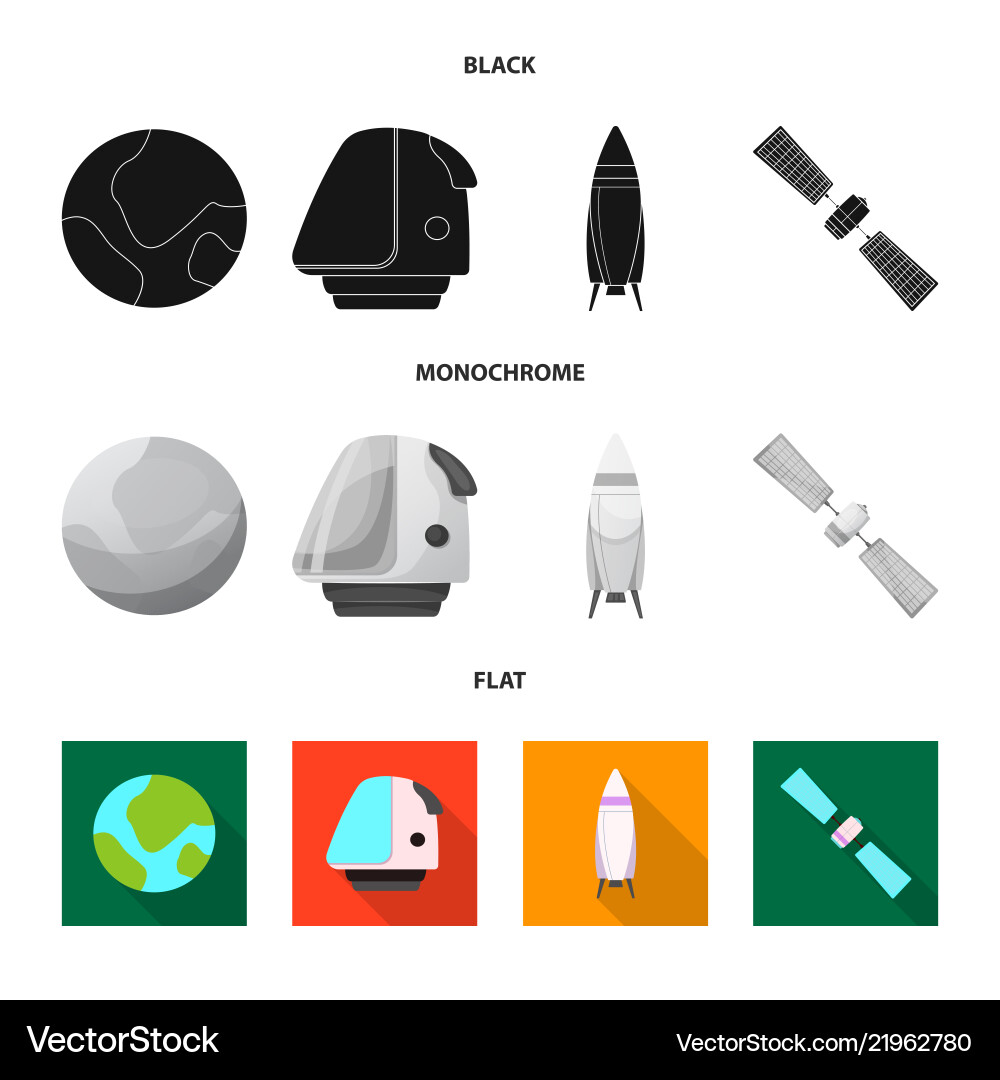 Design of mars and space icon set Vector Image