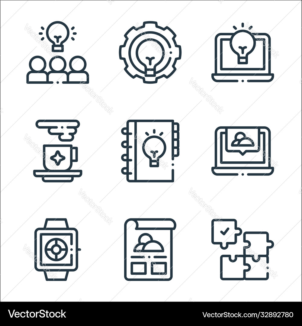 Design thinking line icons linear set quality vector image