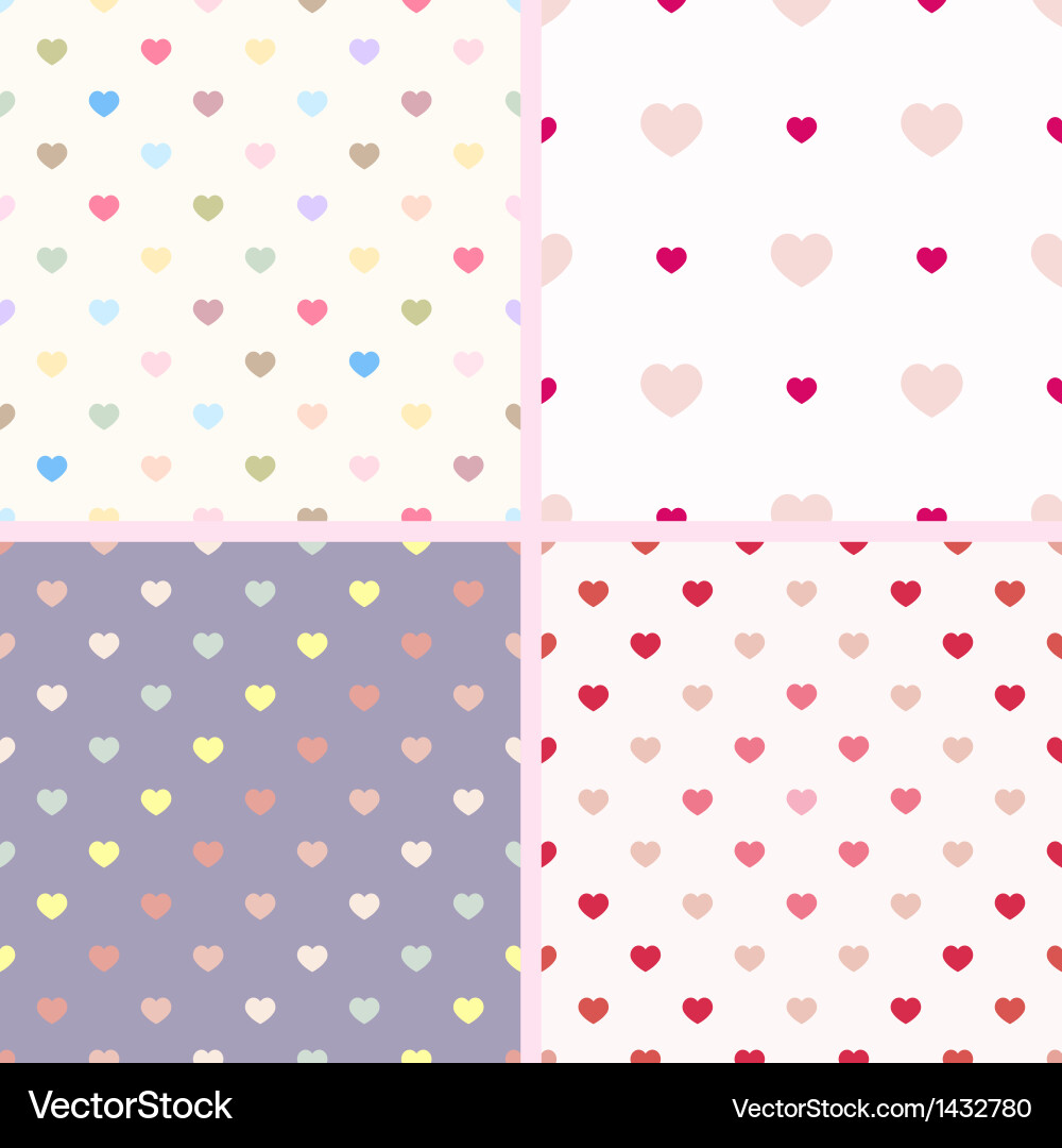 Four Polka Dot Heart Patterns vector image