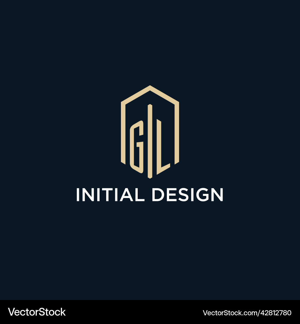 Gl initial monogram logo with hexagonal shape Vector Image