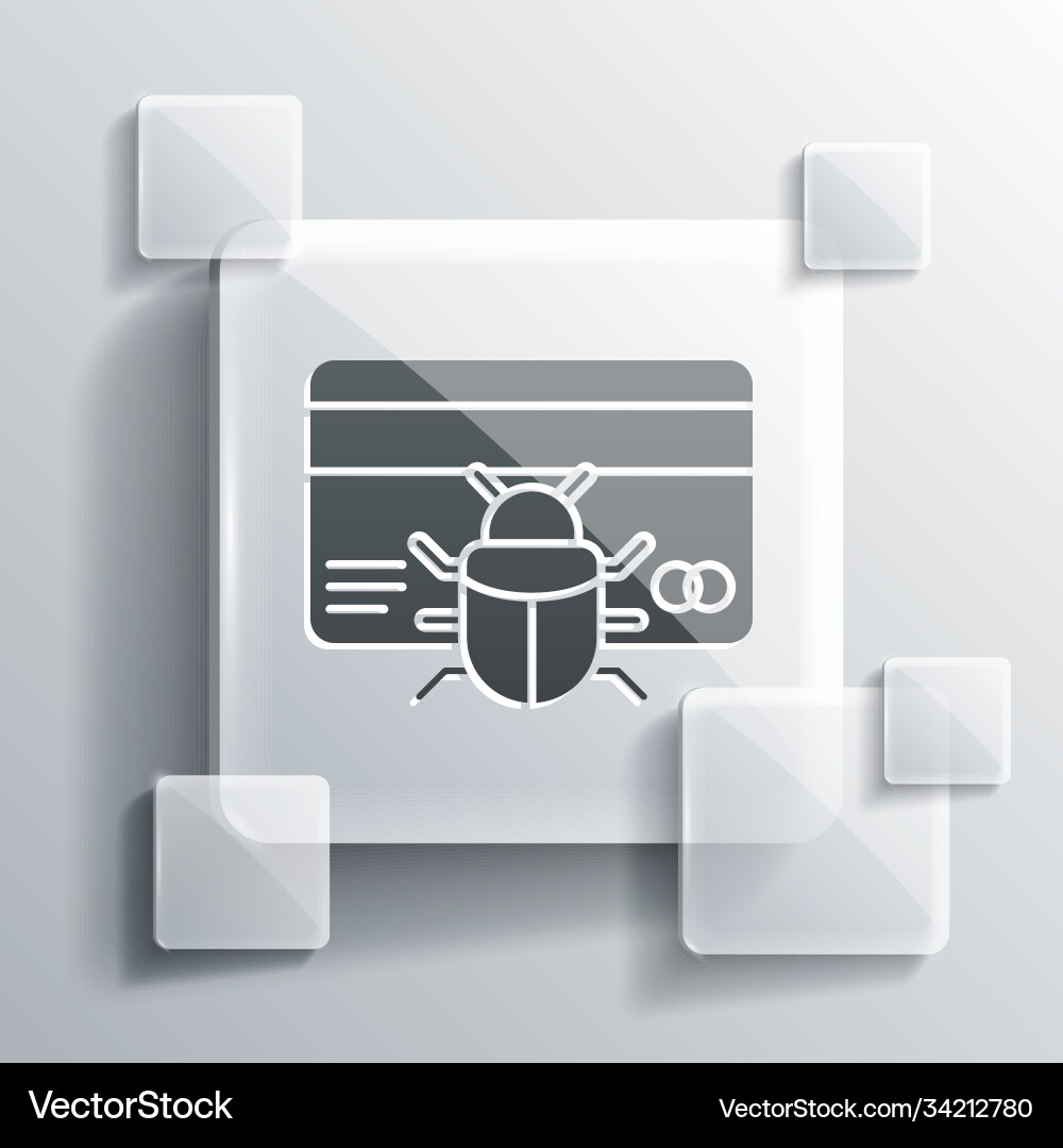 Grey system bug in credit card icon isolated vector image