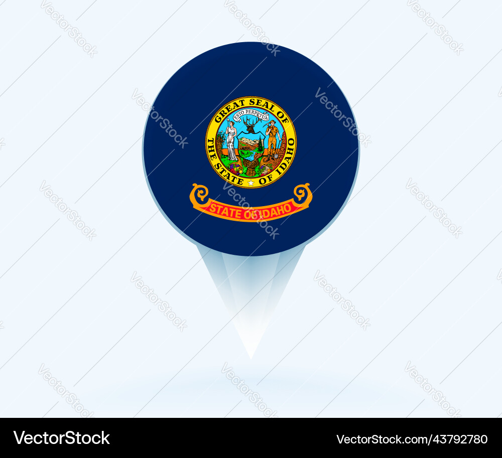 Map pointer with flag of idaho vector image