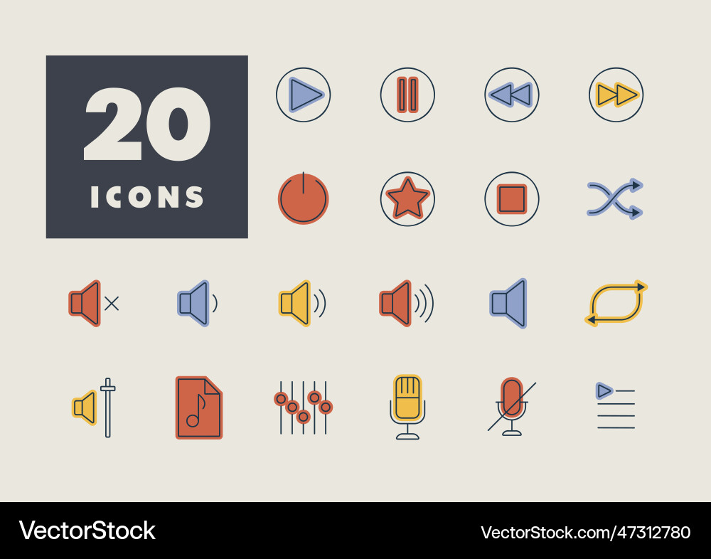 Multimedia user interface icons set Vector Image