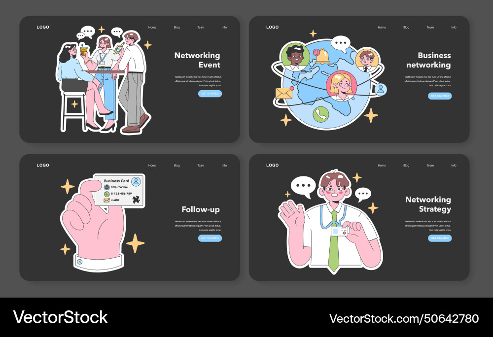 Networking set flat Networking set flat vector image