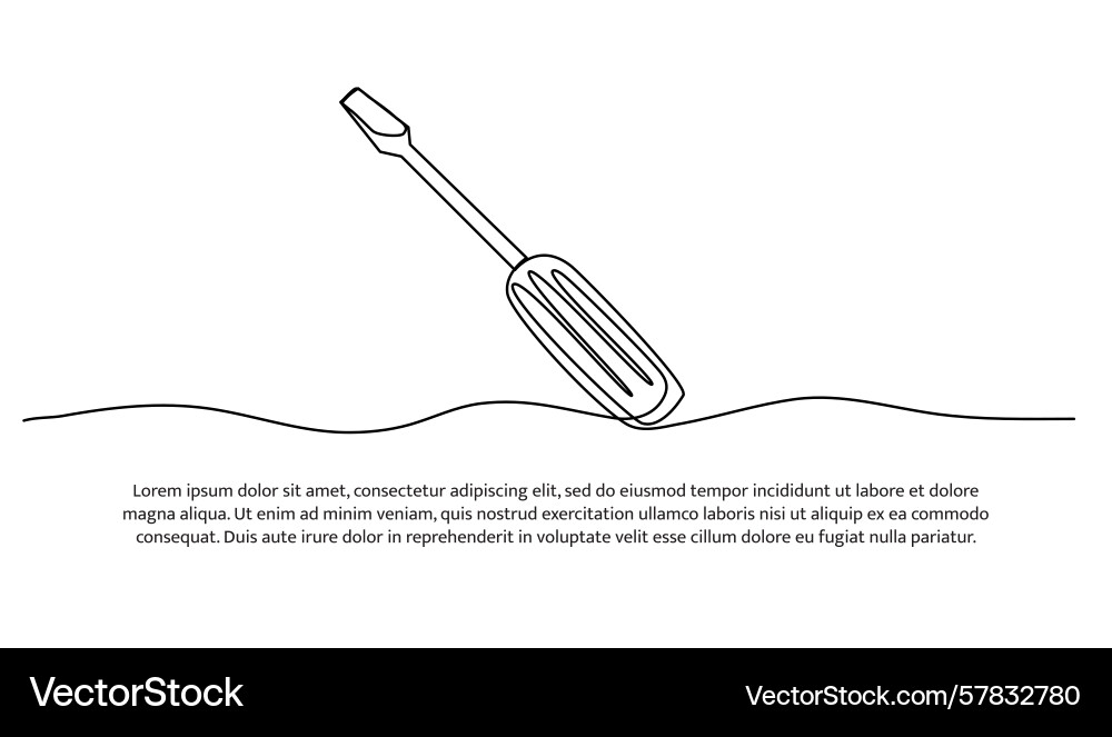 One line of screwdriver abstract minimal One line of screwdriver abstract minimal Vector Image