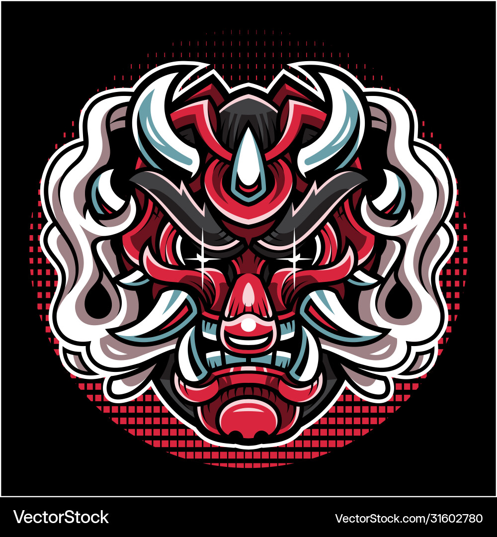 Oni head mascot logo design vector image