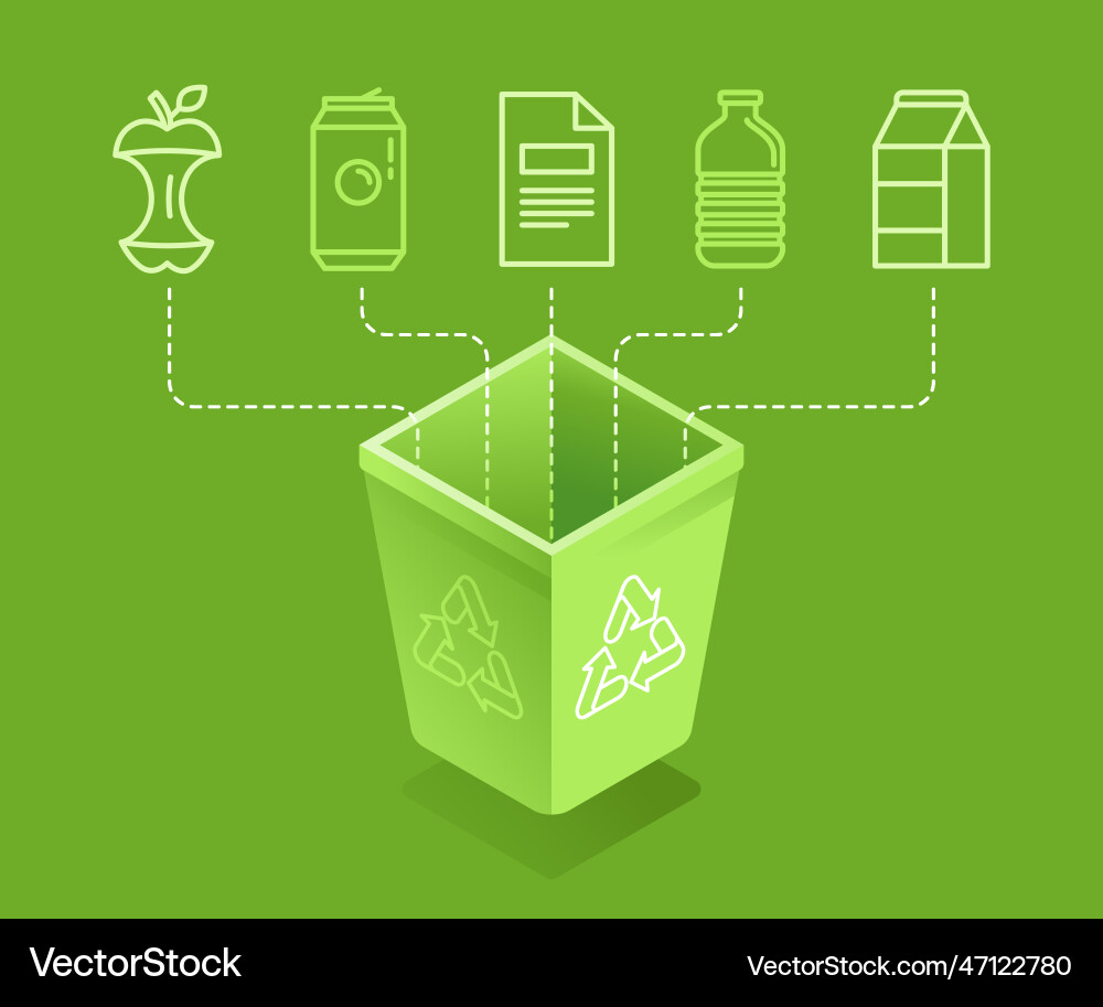 Recycle concept - sorting and recycling different Vector Image