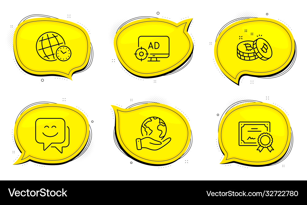 Seo adblock bitcoin und lächeln face icons set Seo adblock bitcoin und lächeln face icons set vektorbild