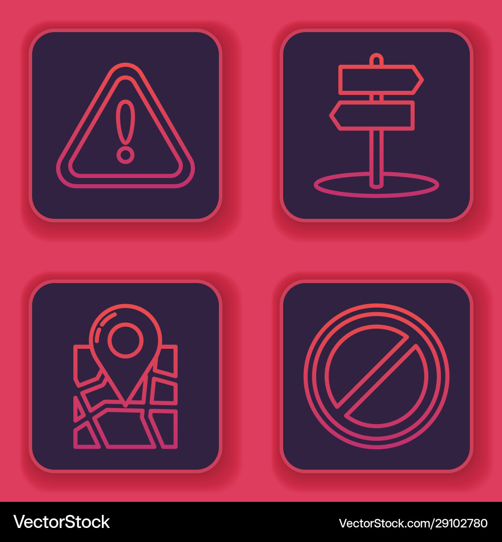 Set line exclamation mark in triangle folded map Set line exclamation mark in triangle folded map vector image