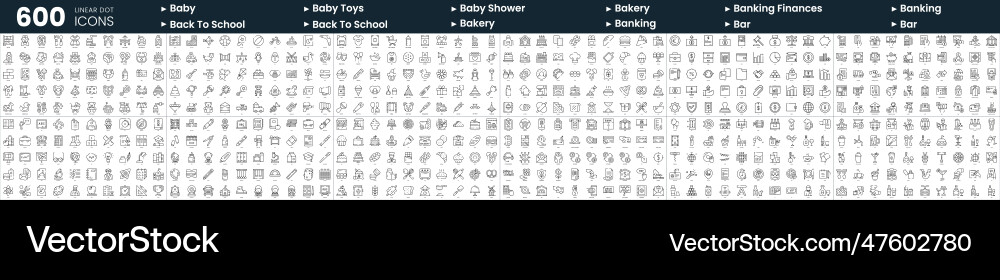 Set of 600 thin line icons in this bundle include Set of 600 thin line icons in this bundle include vector image