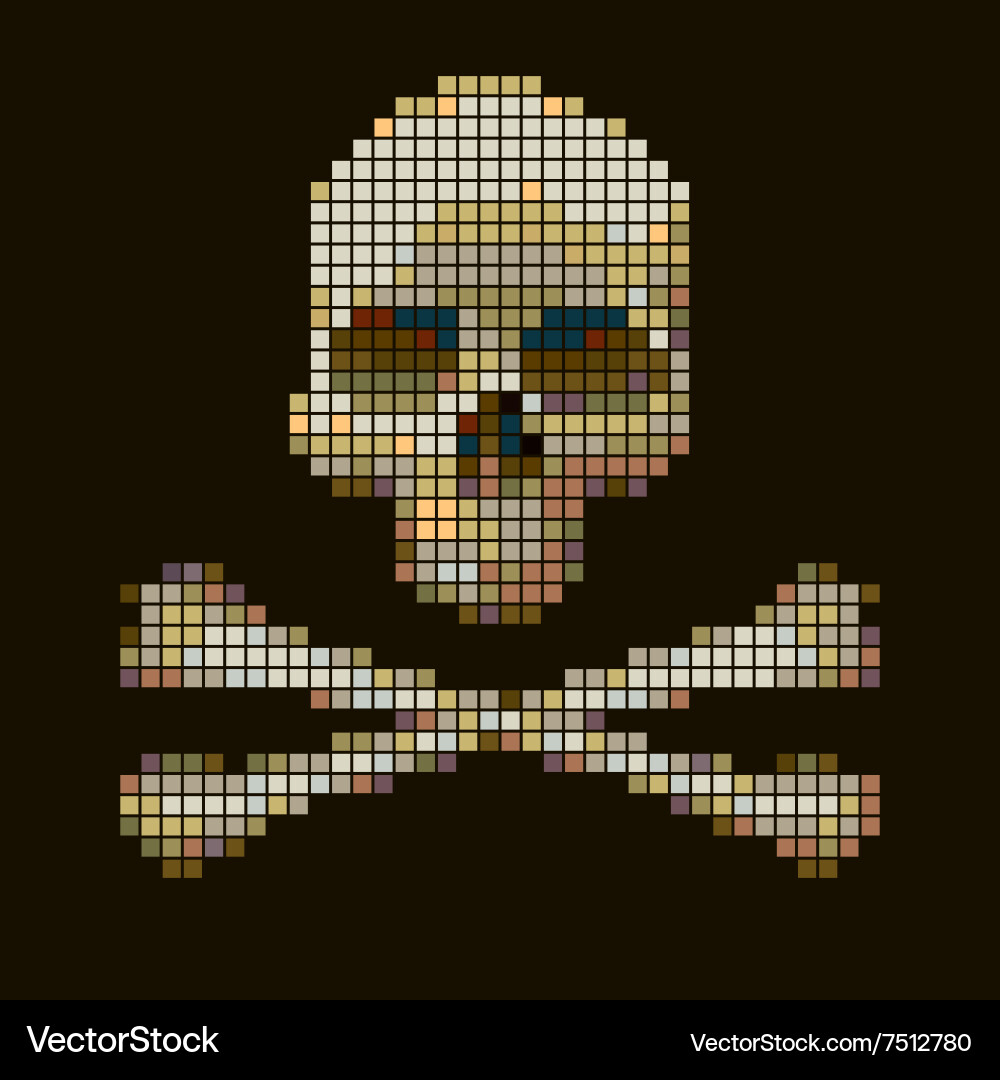 Skull and crossbones collected from pixels Vector Image