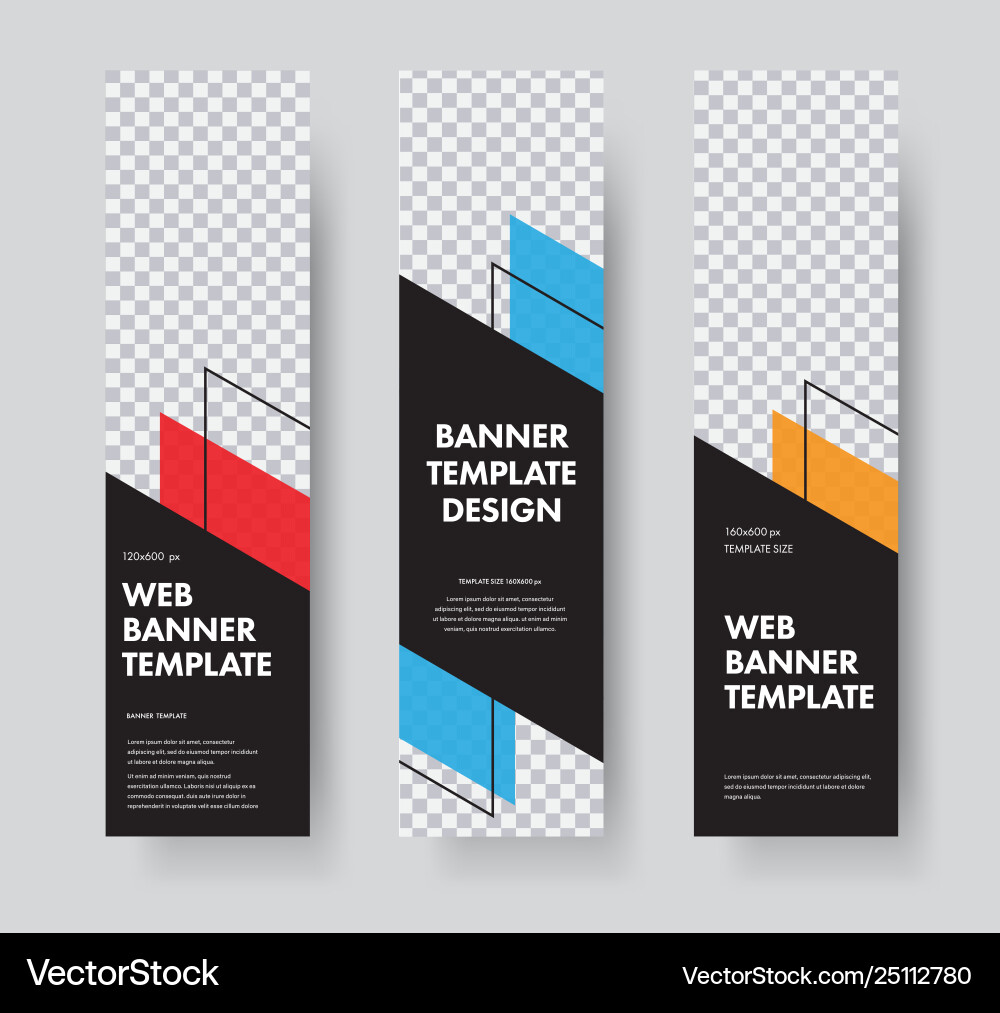 Vertical web banner templates with diagonal vector image