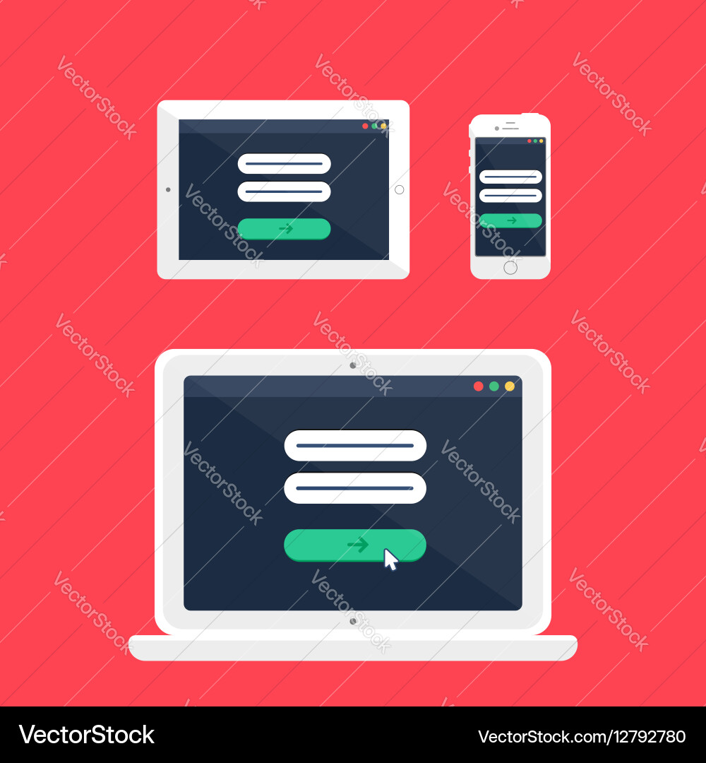 Web template of adaptive online login form vector image