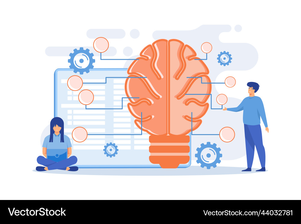 Big brain with circuit and programmers artificial vector image