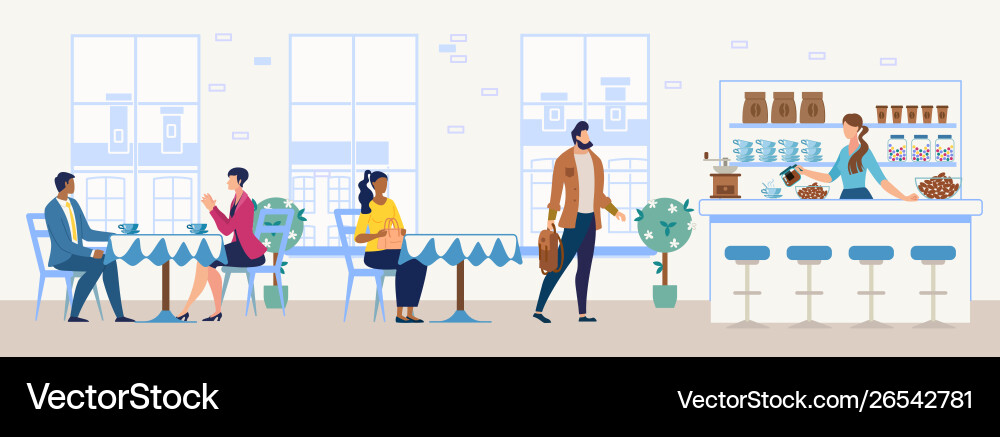City cozy restaurant or cafe flat interior vector image