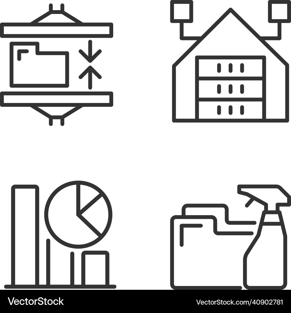 Data mining processes linear perfect pixel icons Data mining processes linear perfect pixel icons vector image