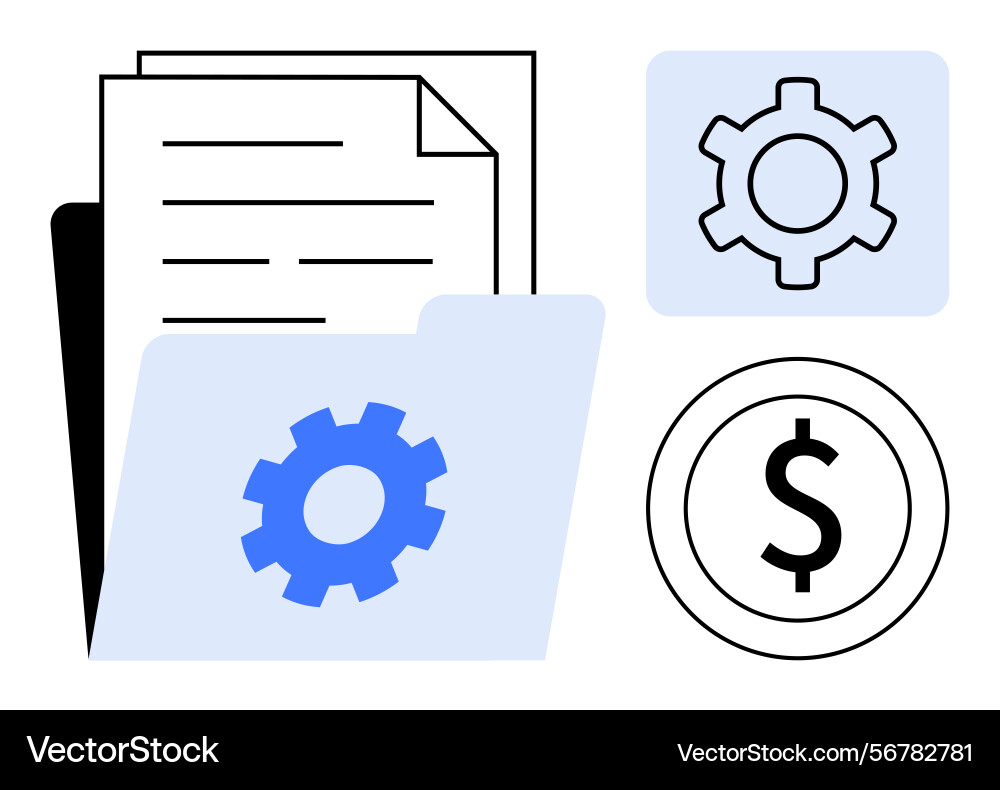 Document management with folder and settings gear Document management with folder and settings gear vector image