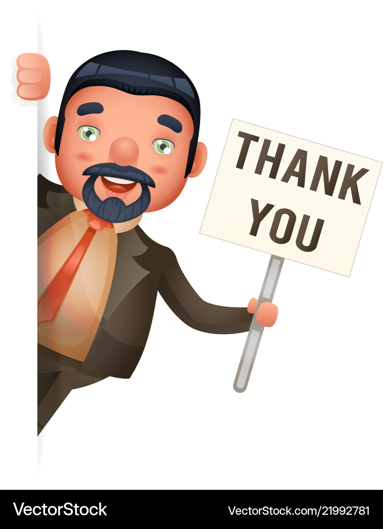 Geschäftsmann sehen aus Ecke danke Papier Geschäftsmann sehen aus Ecke danke Papier vektorbild