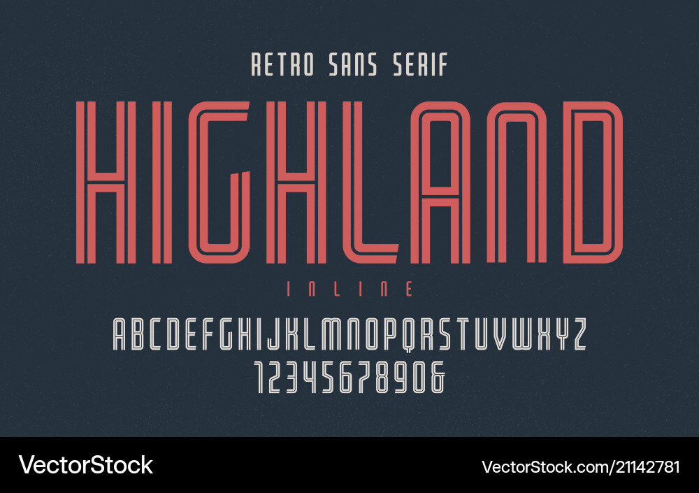 Highland Inline Retro Font vector image