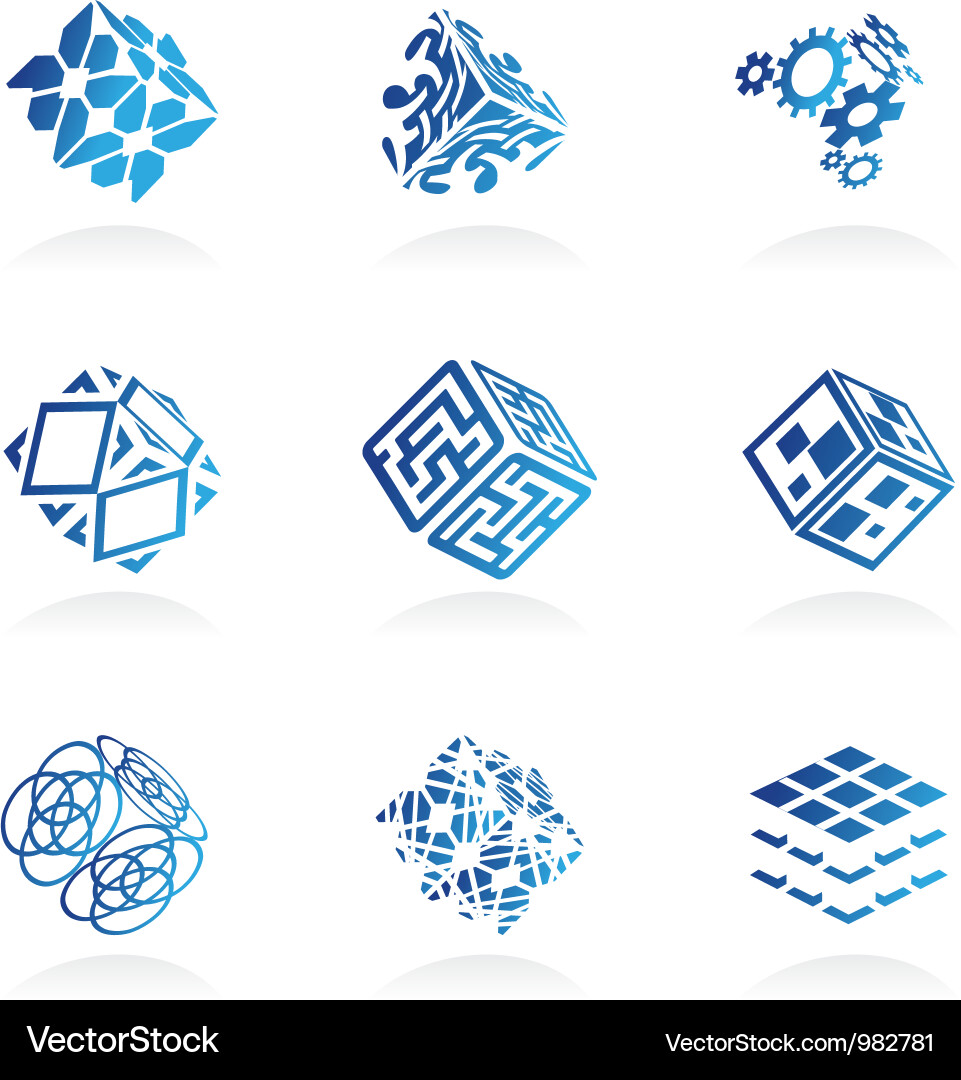 Modern Network Cube Icons vector image