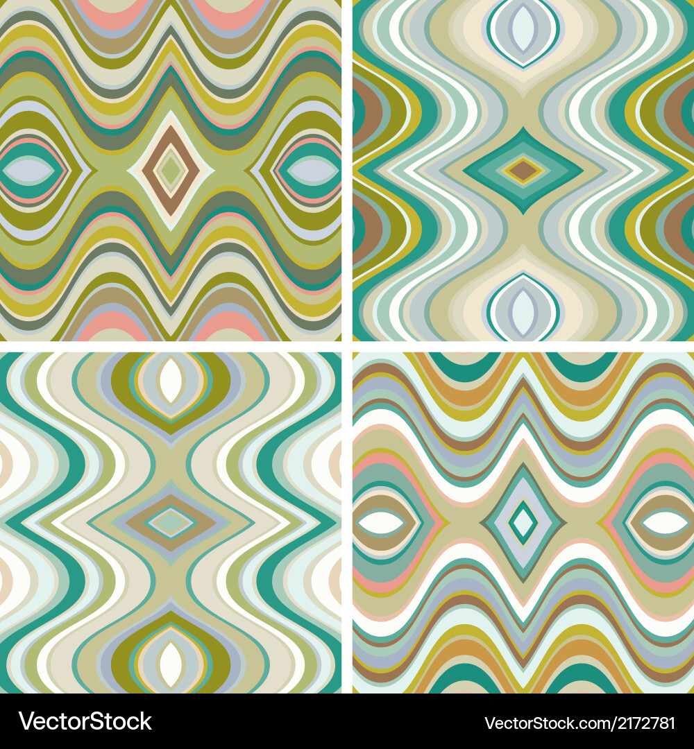 Retro Wavy Pattern Tile Set Vector Image