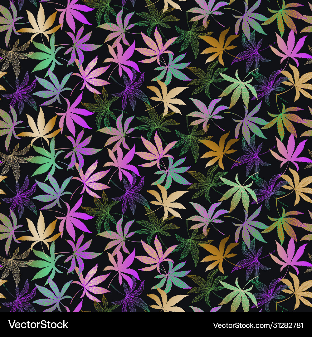 Seamless pattern with gradient colorful marijuana Seamless pattern with gradient colorful marijuana vector image