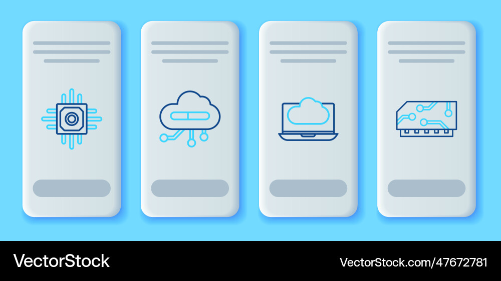 Set line internet of things cloud technology data Set line internet of things cloud technology data vector image