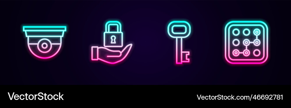 Set line security camera lock old key Set line security camera lock old key vector image