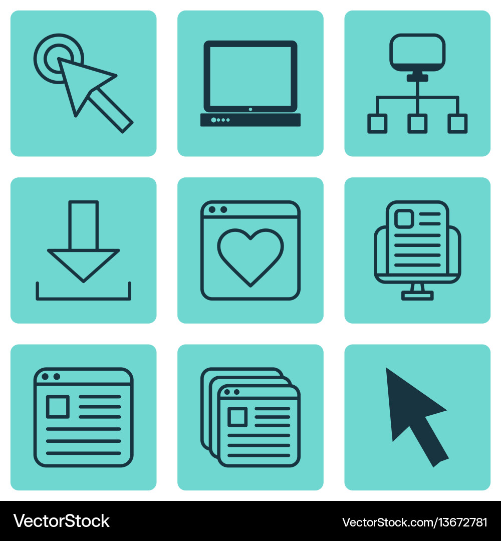 Set of 9 web icons includes local connection Set of 9 web icons includes local connection vector image