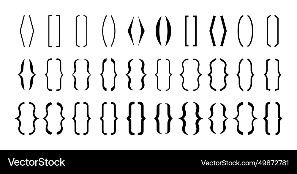 Set of text brackets bracket icon quote box frame Vector Image