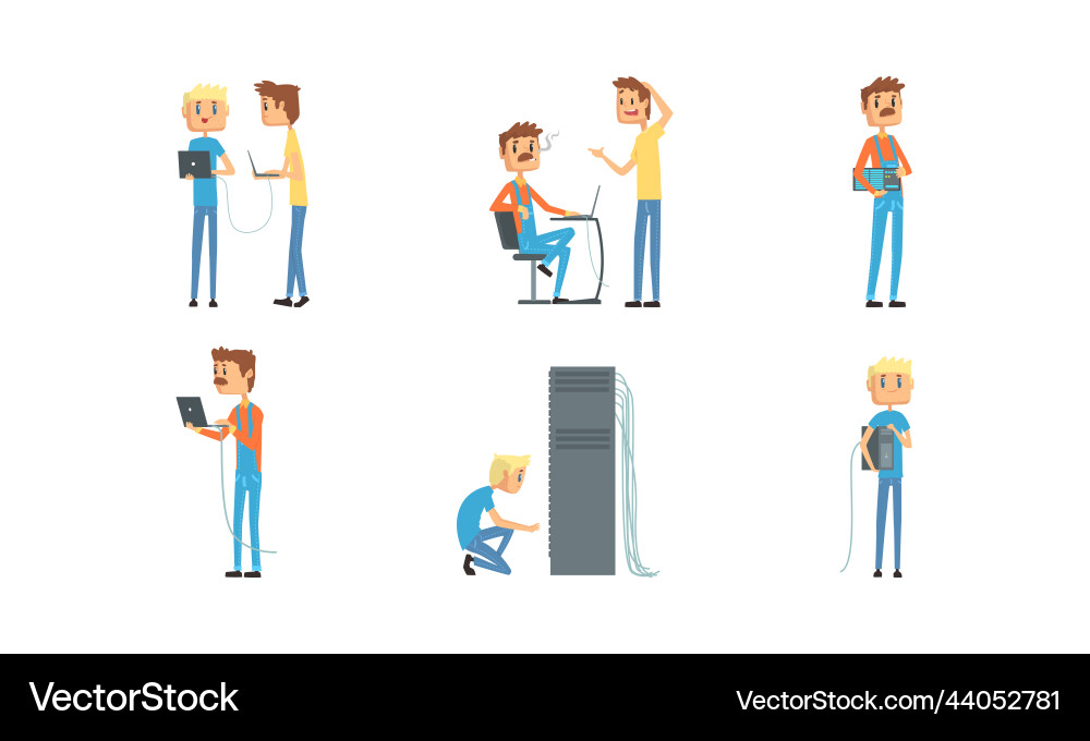 Sysadmin characters set system administrator Vector Image