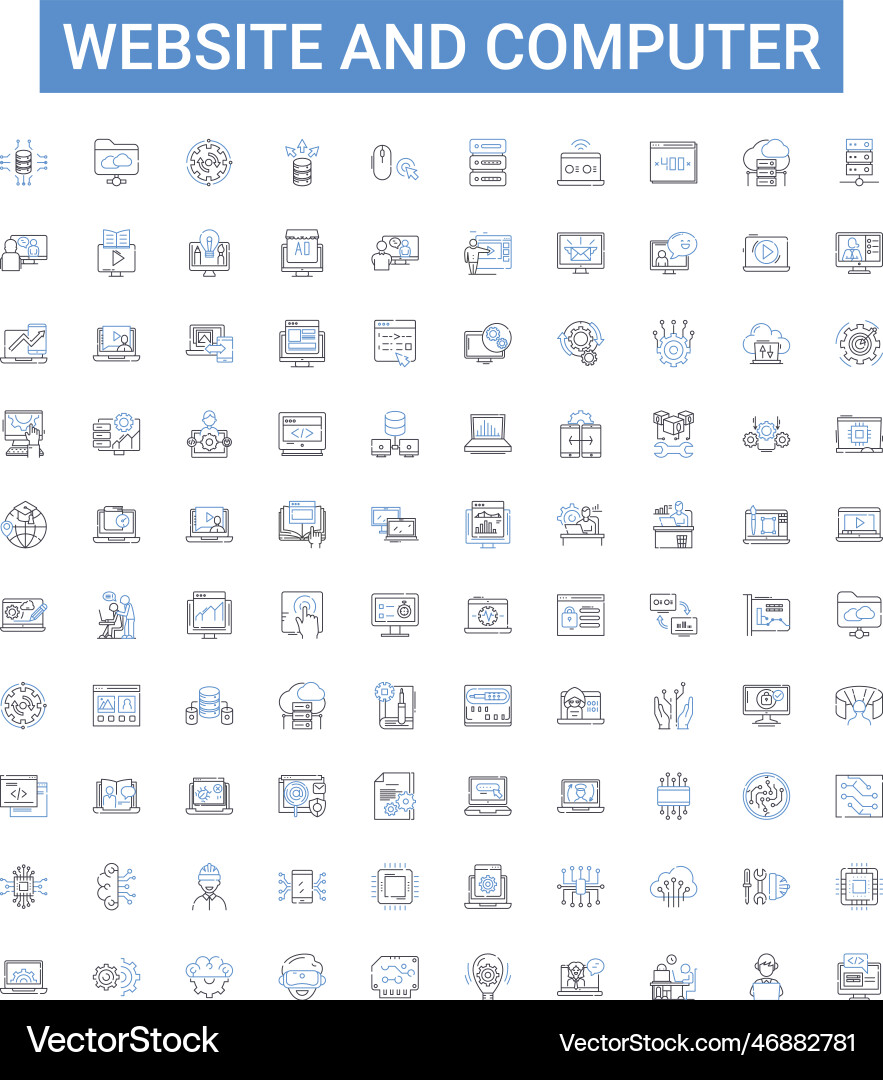 Website and computer outline icons collection Website and computer outline icons collection vector image