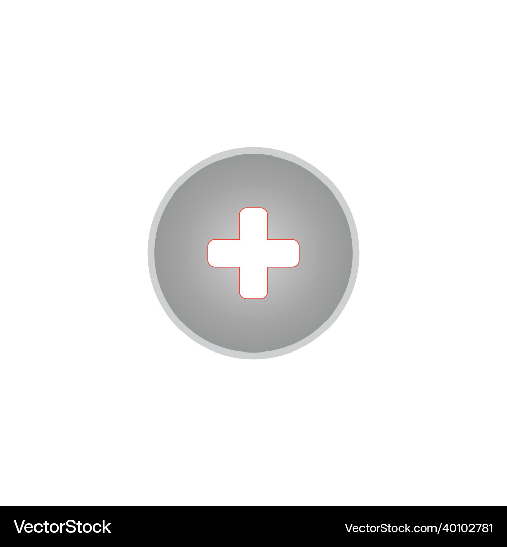 White plus on gray button web icon symbol White plus on gray button web icon symbol vector image