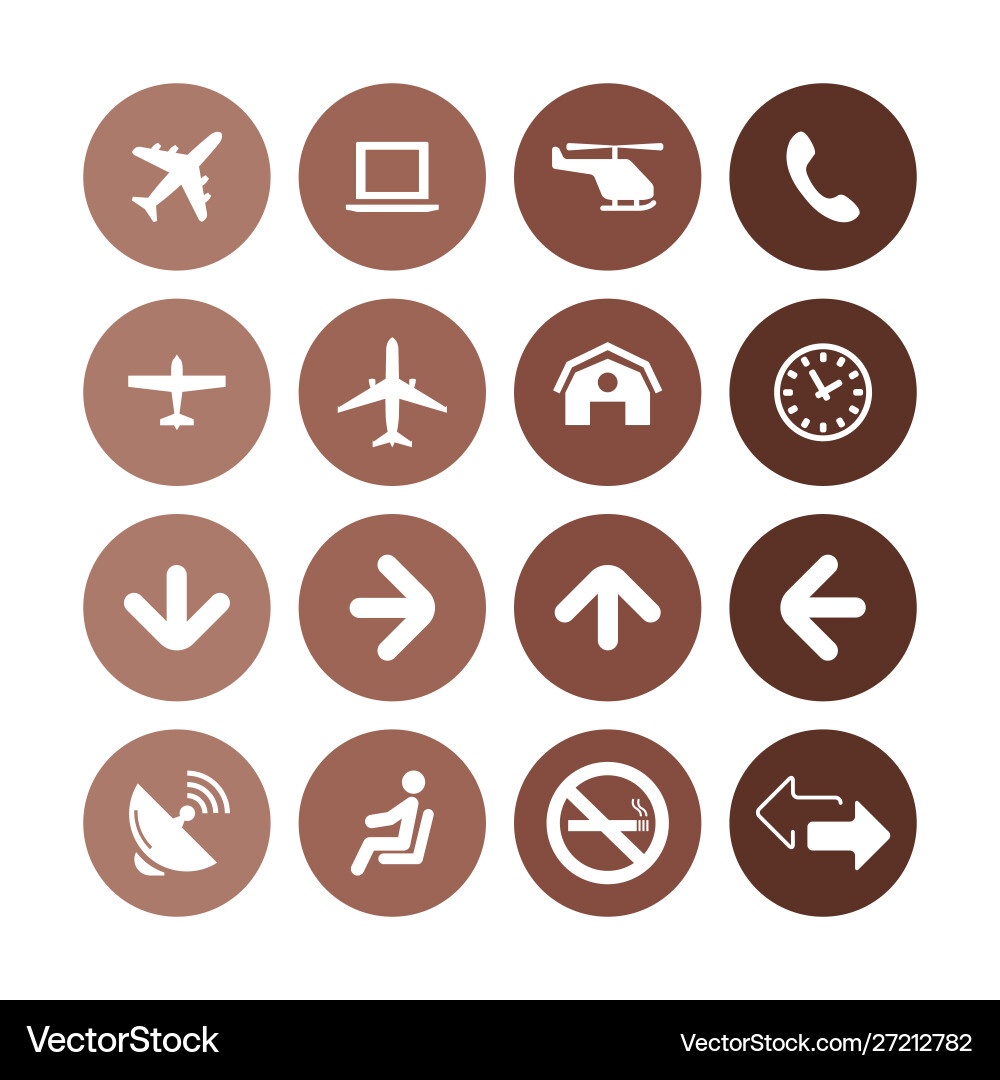 Airport icons universal set for web and ui vector image