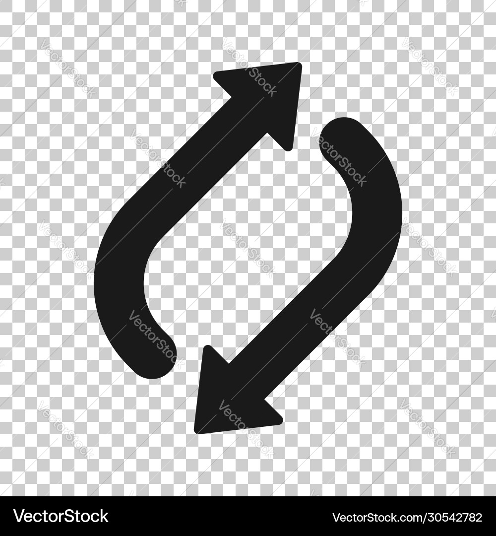 Arrow rotation icon in flat style sync action Arrow rotation icon in flat style sync action Vector Image