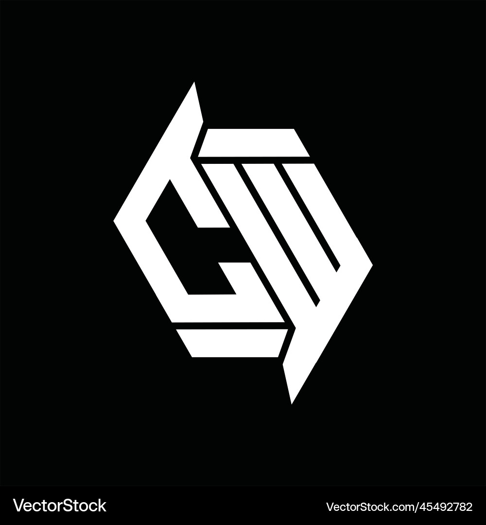Cw logo monogram hexagon abstract shape images vector image