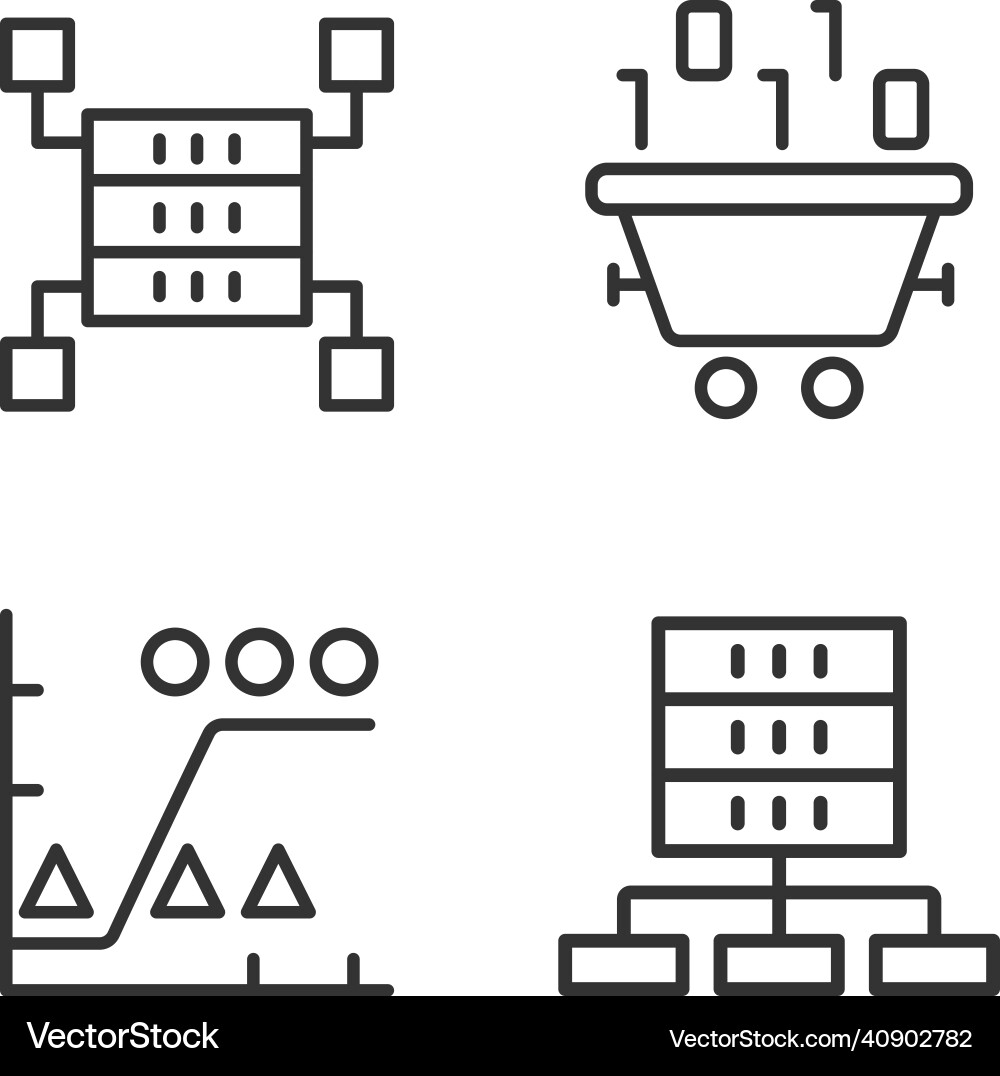 Data Processing Pixel Icons Vector Image
