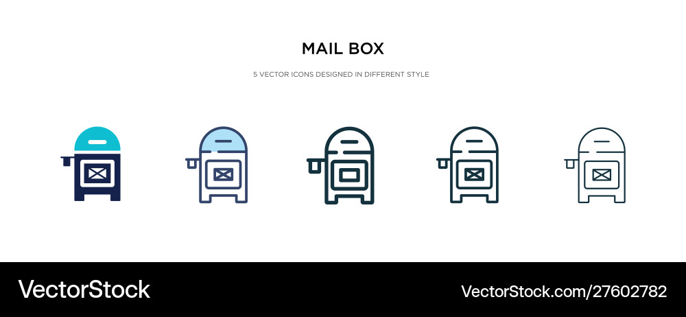 Mail box icon in different style two colored Vector Image