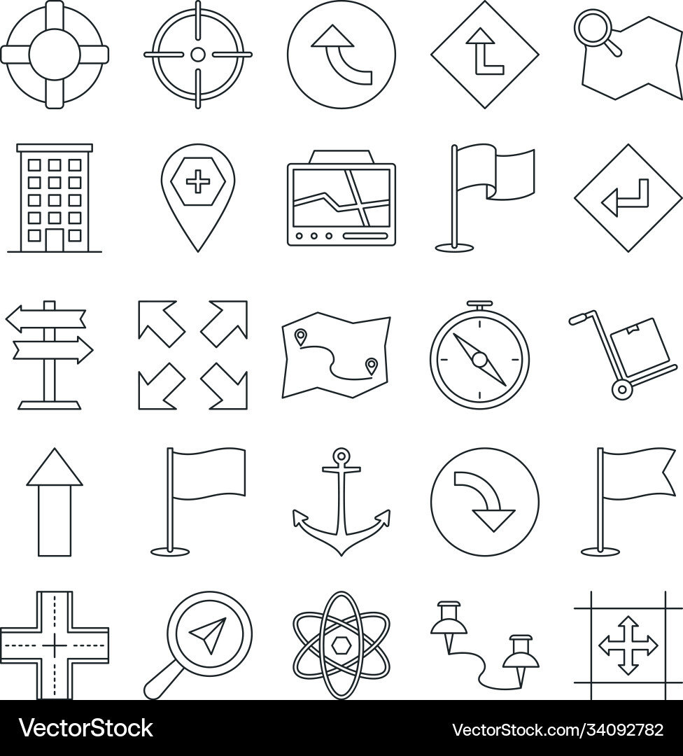 Map and navigation icons can be easily mod vector image