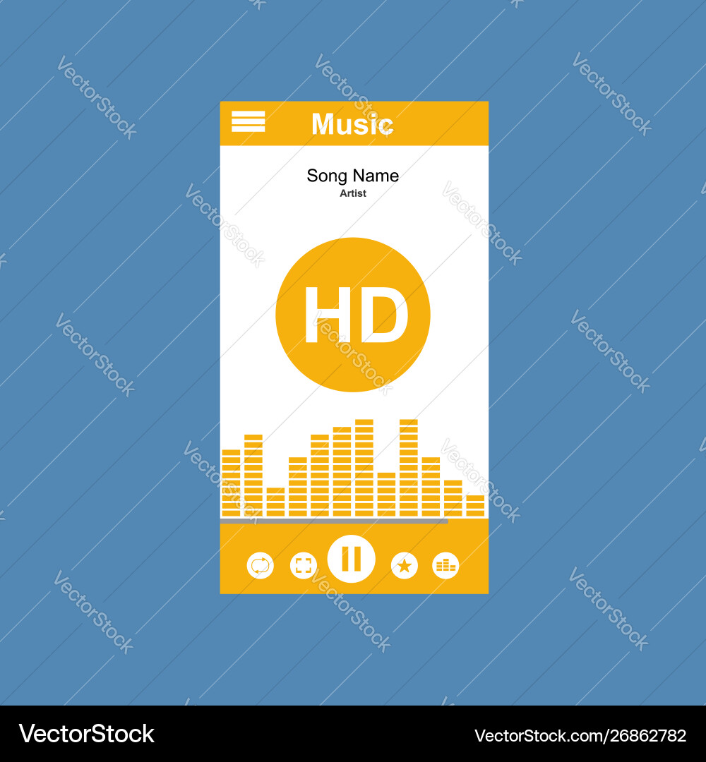Media player application app template with flat Media player application app template with flat vector image