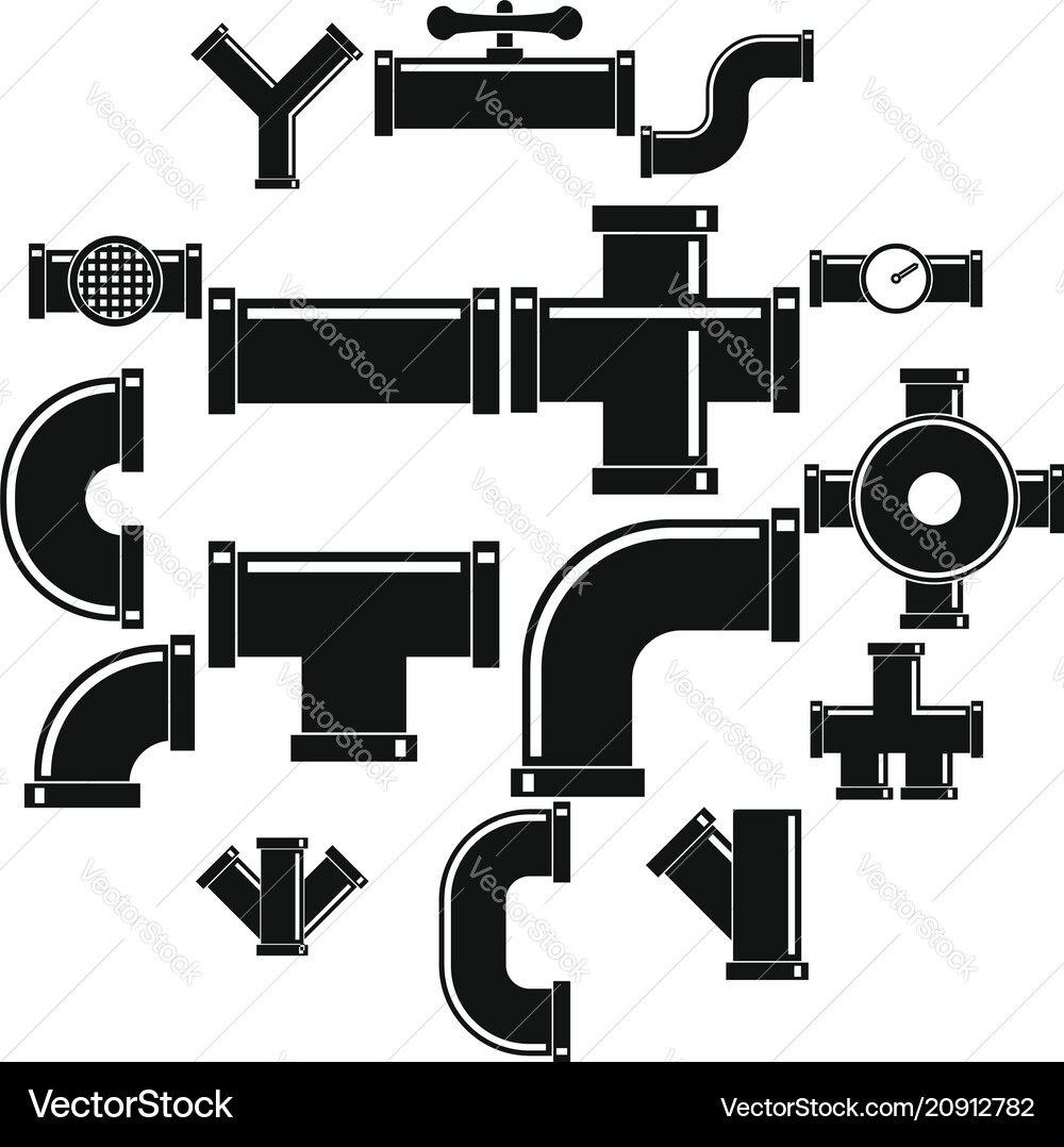 Pipeline icons set simple style Pipeline icons set simple style vector image