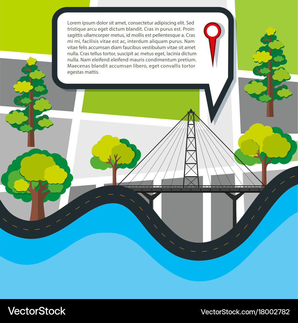 Road map with field and bridge vector image