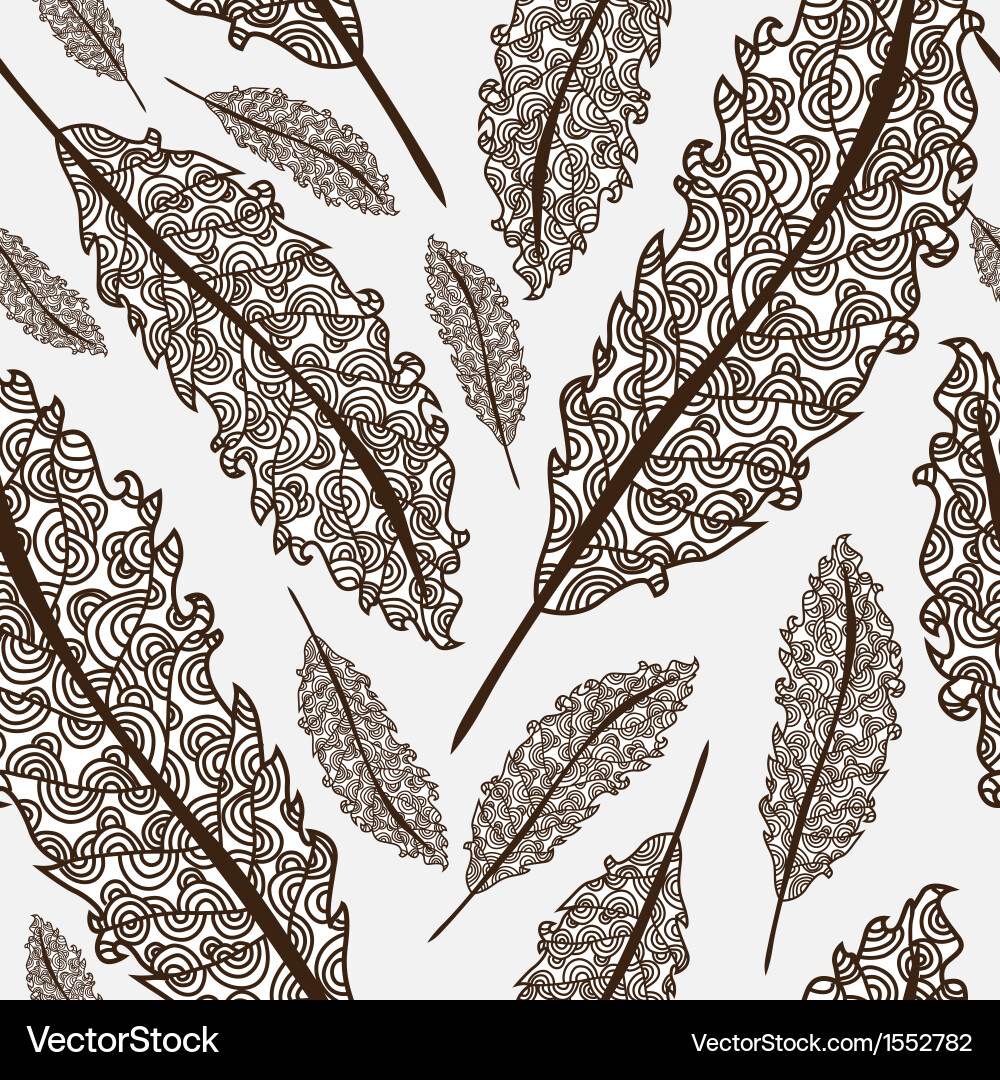 Seamless pattern with decorative feathers vector image